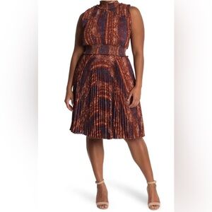 NANETTE NANETTE LEPORE Snake Print Sleeveless Pleated Dress Fall style Size 14